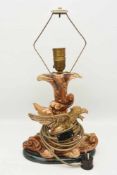 WILHELM SCHILLER (WS&S) LAMPENFUSS, polychrom bemalte und glasierte Majolika, gemarkt, um 1900