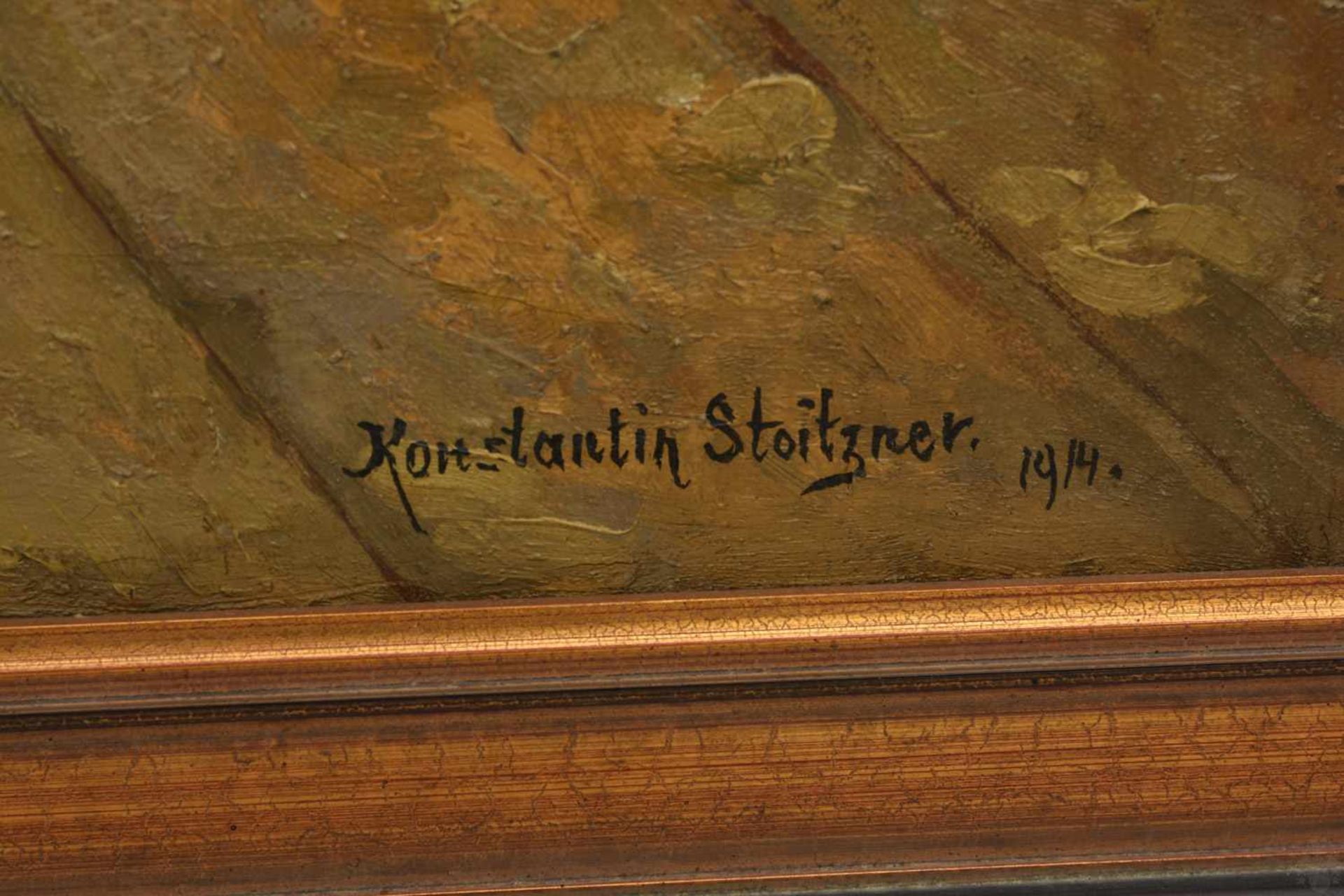 KONSTANTIN STOITZNER:"Herrenstammtisch", Öl auf Leinwand, gerahmt, signiert und datiert Konstantin - Image 5 of 6