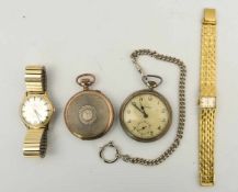 KONVOLUT UHREN, Taschen-und Armbanduhren, vergoldet/versilbert, 20. Jahrhundert Bestehend aus :