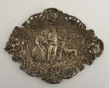 ZINN-SCHÄLCHEN ROKOKO, ziseliertes Zinn gepunzt, 18. Jahrhundert Schälchen aus Zinn mit Schäferin