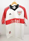 VFB TRIKOT Sponsor debitel, Adidas, 1998/99 Weiß/rot, Größe L, Kurzarm Trikot. Selten.