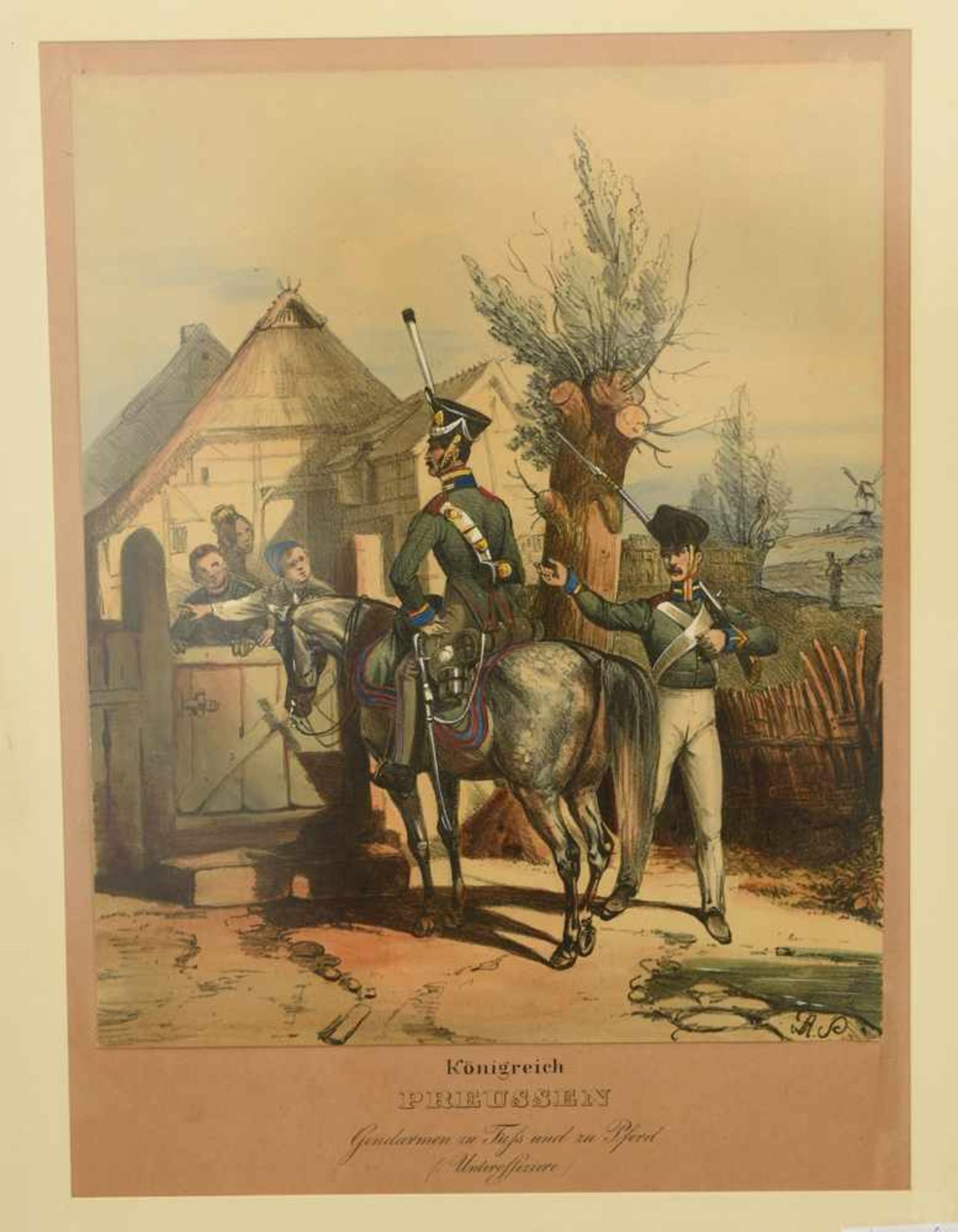 "KÖNIGREICH PREUSSEN", zwei kolorierte Drucke, hinter Glas gerahmt, 19. Jahrhundert Zwei - Image 2 of 4