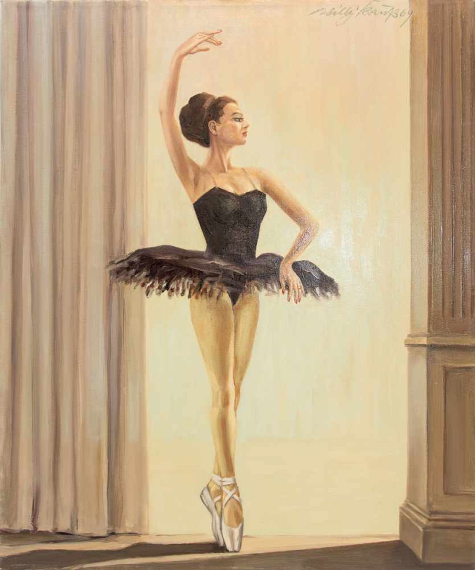WILLY KRAUSS:"Prima Ballerina", Öl auf Maltuch, signiert und datiert Darstellung einer Ballerina