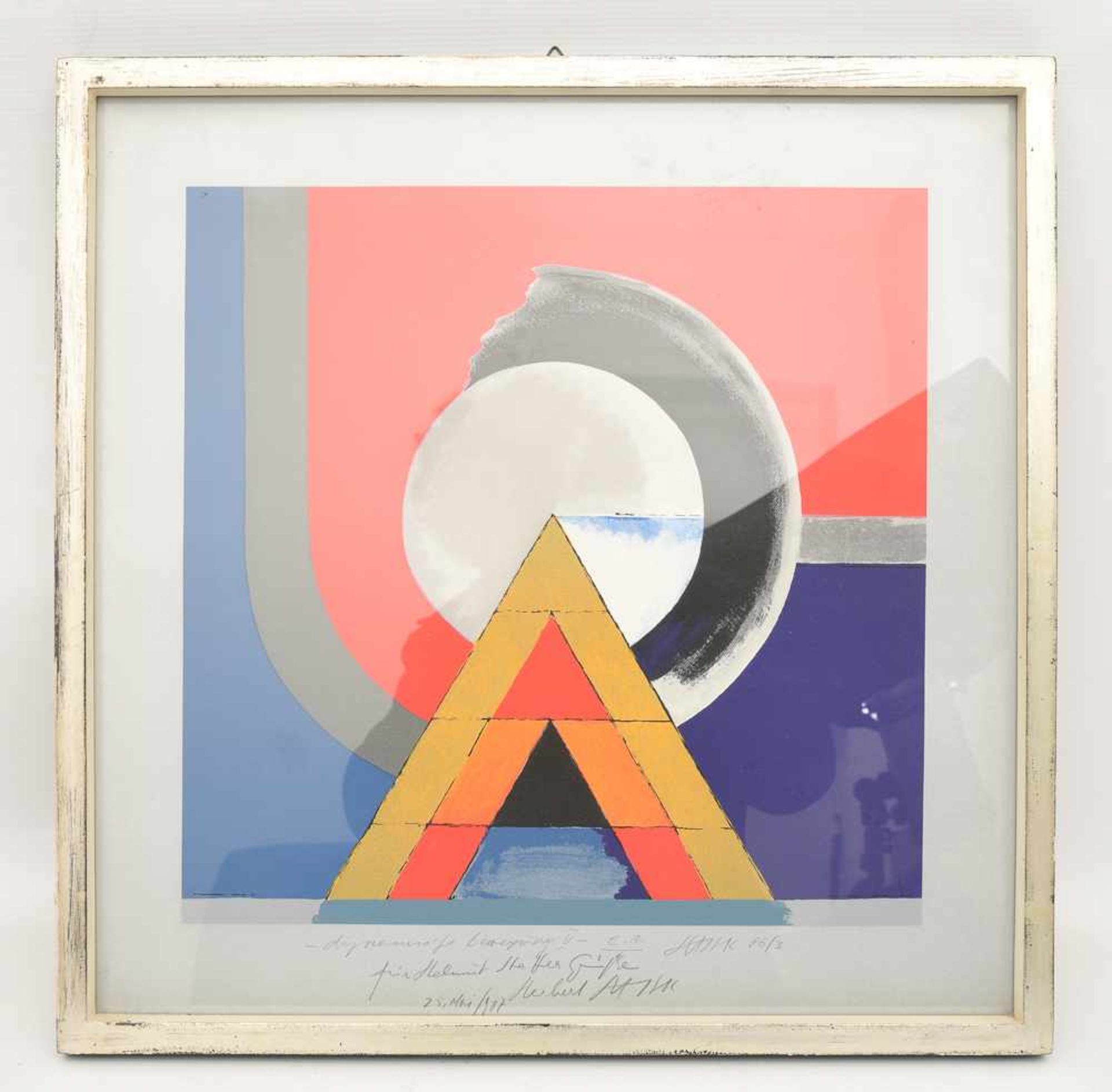 HERBERT HAJEK "Dynamische Bewegung V", polychrome Lithografie, hinter Glas gerahmt, signiert und