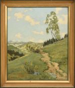 EDUARD GOTTWALD,"Weg ins Tal", Öl auf Platte, gerahmt, signiert und datiert Eduard Gottwald (1896-