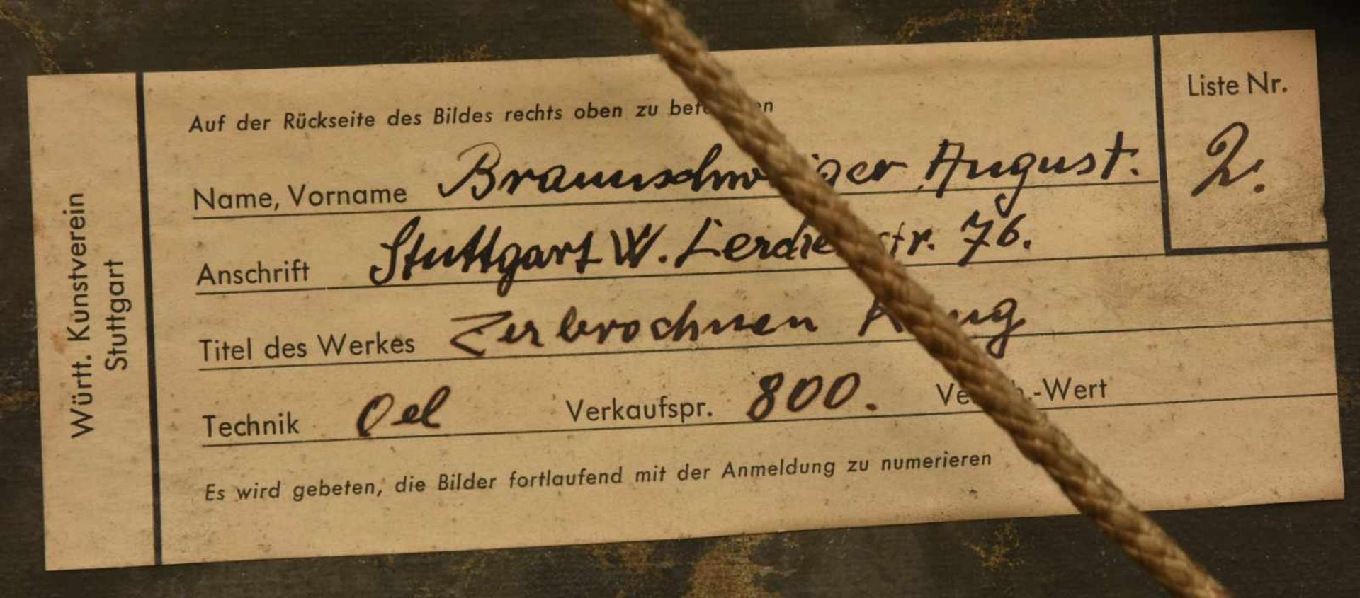 AUGUST BRAUNSCHWEIGER:"Stillleben mit Krug", Öl auf Leinwand, gerahmt und signiert, um 1910 Rechts - Bild 4 aus 4