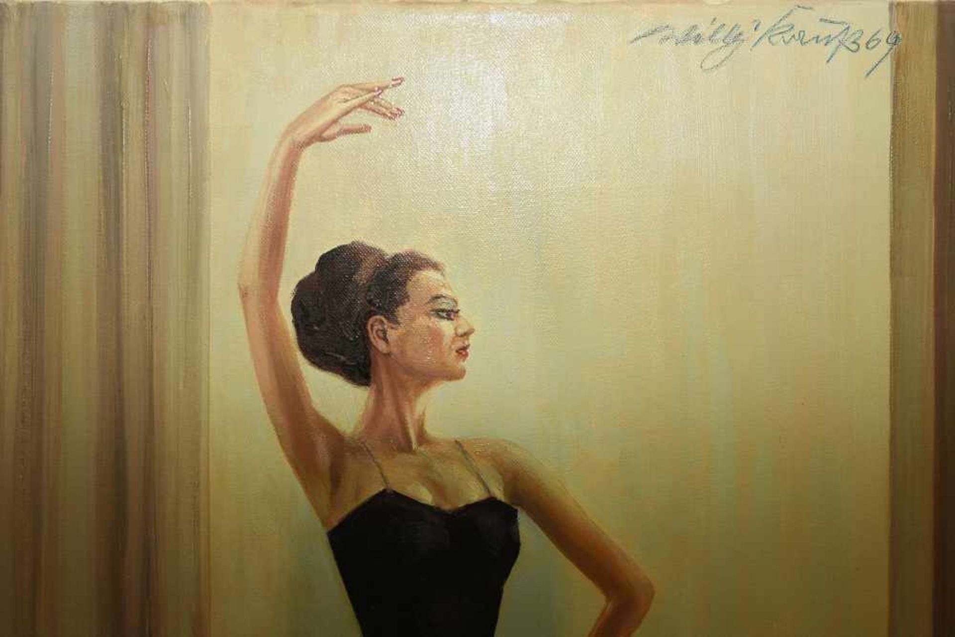 WILLY KRAUSS:"Prima Ballerina", Öl auf Maltuch, signiert und datiert Darstellung einer Ballerina - Bild 2 aus 4
