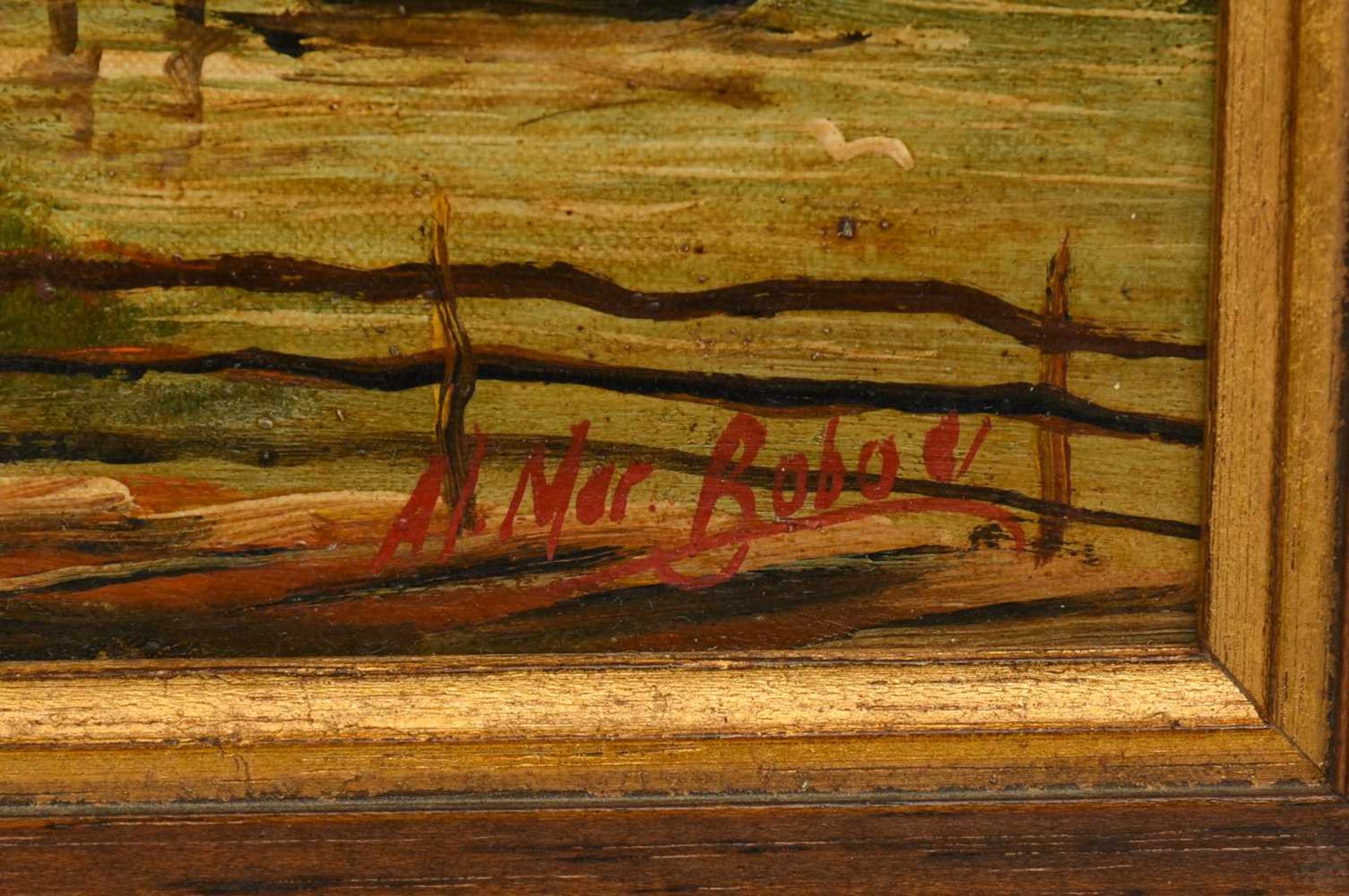 UNBEKANNTER KÜNSTLER, "Häuschen am Waldrand", Öl auf Malkarton, gerahmt und signiert, Ende 20. - Bild 2 aus 3