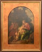 UNBEKANNTER KÜNSTLER, "Die heilige Familie", Öl auf Holz, gerahmt als Altarbild Es handelt sich