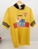 VFB TRIKOT ELBER Nr.9, ViFit Adidas,Spielertrikot, wohl Matchworn, 1995/96 Gelb/schwarz, Größe XL,