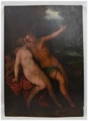 UNBEKANNTER MALER, "Venus und Adonis", Öl auf Holz, Frankreich um 1600 Dargestellt ist das