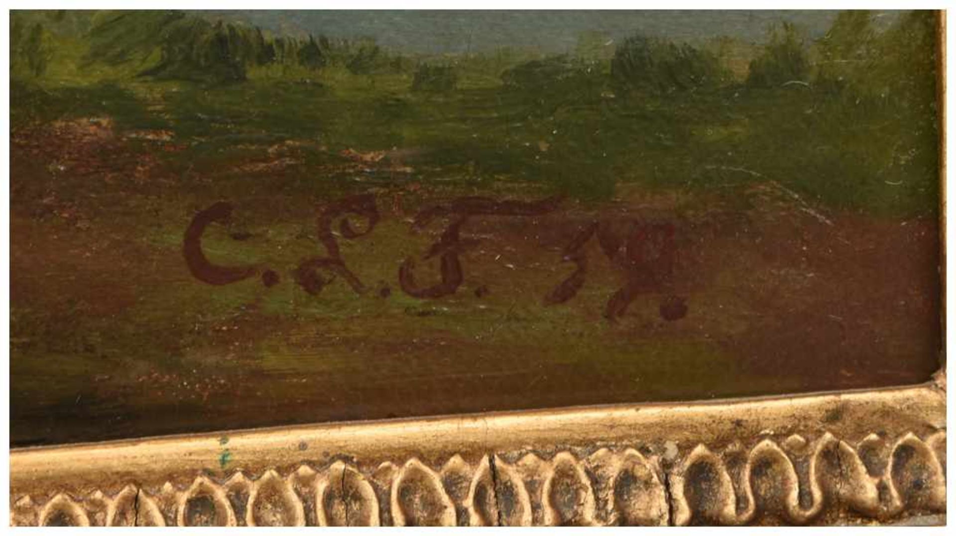 CARL LUDWIG FAHRBACH, "Flusslandschaft", Öl auf Leinwand, gerahmt , signiert und datiert Carl Ludwig - Bild 2 aus 3