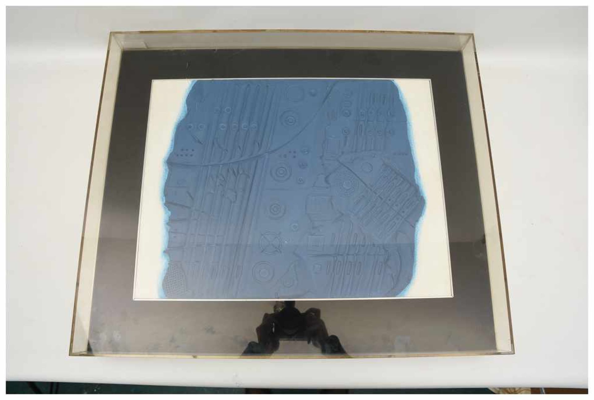 WERNER SCHREIB,"Blaues Siegelbild",hinter Plexiglas gerahmt, 1966 Maße Platte: 53 x 42 cm, Maße - Bild 2 aus 5
