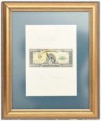 KONRAD KUJAU, "One Million Dollars", falsche Dollarnote hinter Glas gerahmt, mit vermeintlicher