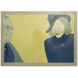 ROLF WALZ,"Im Gespräch mit Marlene", Acryl auf Leinwand, signiert, um 2000 Rolf Walz (*1958).