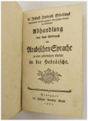 JOSEPH FRIEDRICH SCHELLINGS:"ABHANDLUNG V.D. GEBRAUCH D. ARABISCHEN SPRACHE", gebundene Ausgabe,