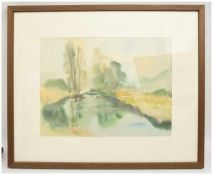 WILHELM LUIB:"Flusslauf", hinter Glas gerahmt, signiert und datiert Wilhelm Luib (1916-1986), rechts