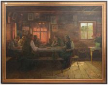 KONSTANTIN STOITZNER:"Herrenstammtisch", Öl auf Leinwand, gerahmt, signiert und datiert Konstantin