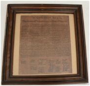 "DECLARATION OF INDEPENDENCE"; Congress paper Reprint/Kopie, hinter Glas gerahmt, 19. Jahrhundert