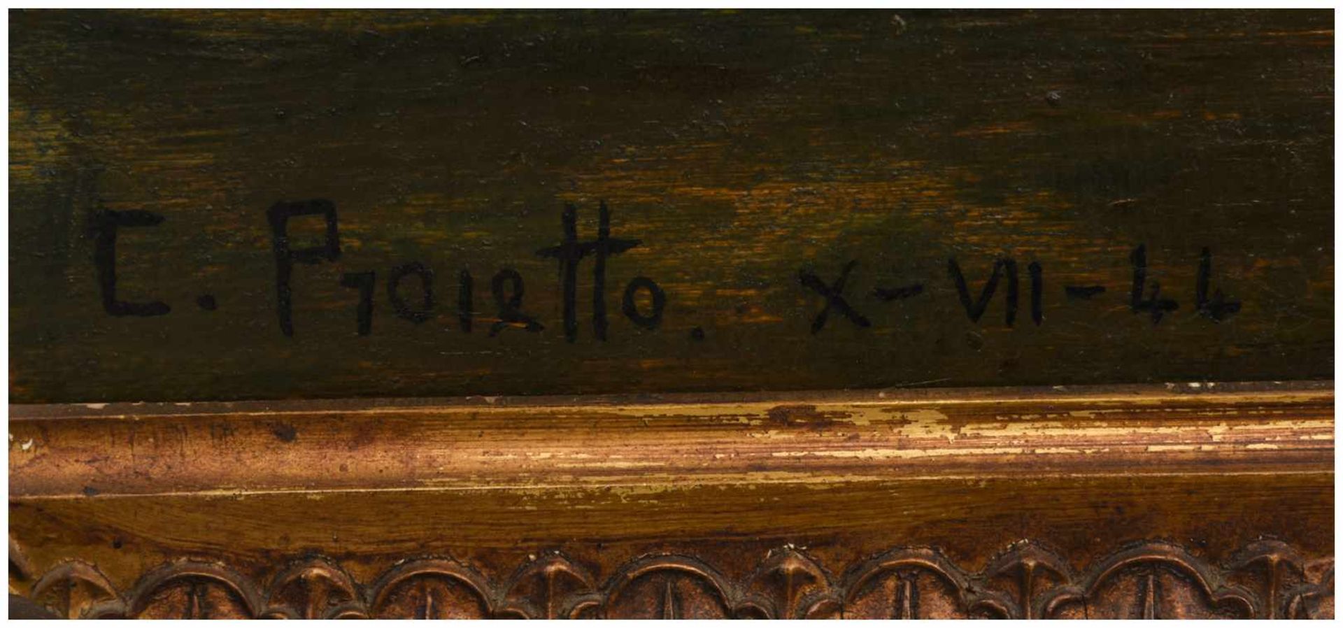 CONSTANTINO PROIETTO:"Blumenstrauß in Glasvase", Öl auf Leinwand, gerahmt, signiert und datiert - Bild 3 aus 4