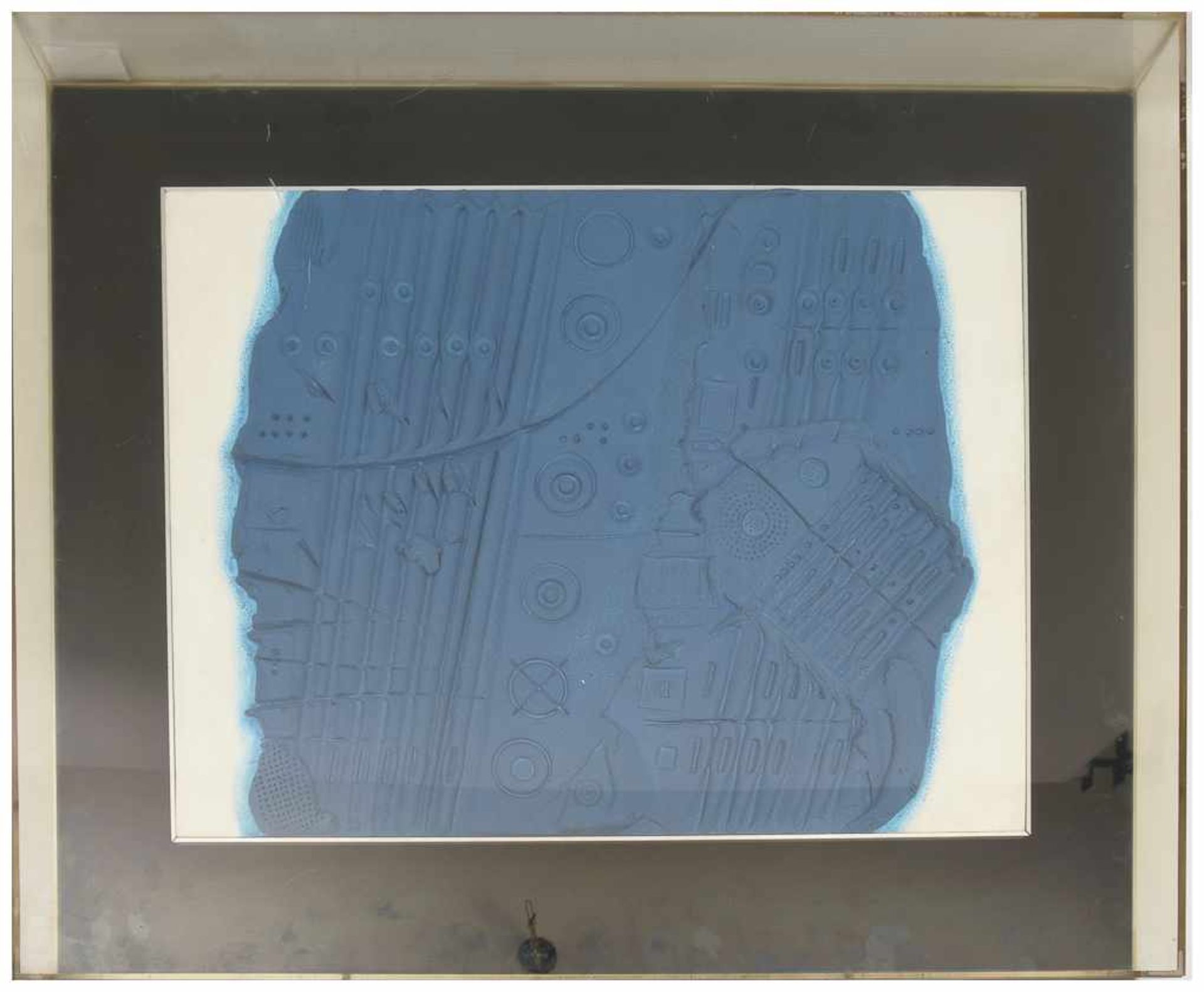 WERNER SCHREIB,"Blaues Siegelbild",hinter Plexiglas gerahmt, 1966 Maße Platte: 53 x 42 cm, Maße