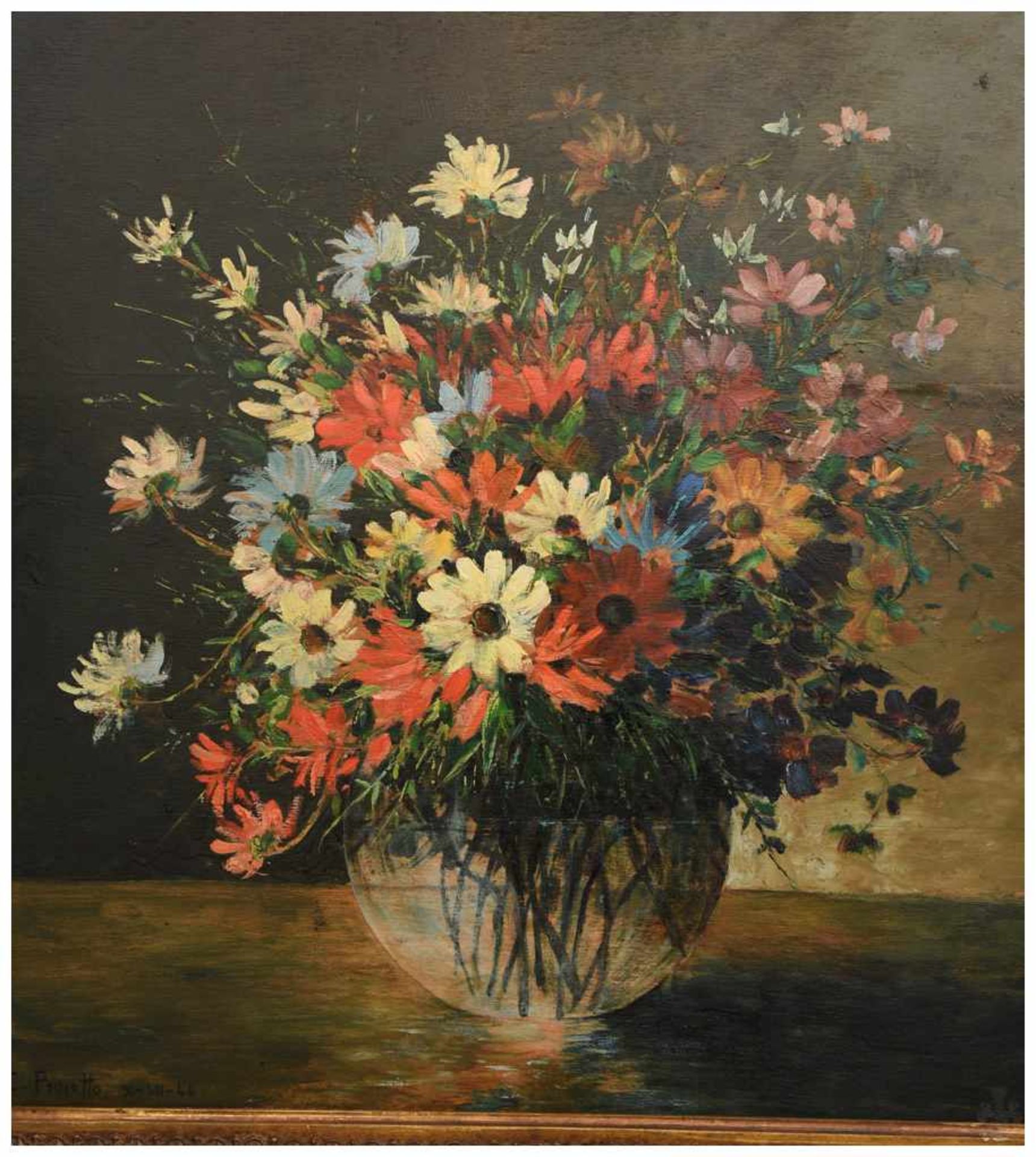 CONSTANTINO PROIETTO:"Blumenstrauß in Glasvase", Öl auf Leinwand, gerahmt, signiert und datiert - Bild 2 aus 4