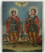 "ZWEI HEILIGE", Öl auf Leinwand, Italien frühes 18. Jahrhundert Möglicherweise Johannes und Maria