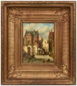 CHARLES HENRI LEICKERT,"Straßenszene", Öl auf Holz, gerahmt und signiert, 2. Hälfte 19.