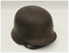 HELM M40, Stahl/Leder, Drittes Reich um 1940 Helm Modell 40. Originales Innenfutter und komplette