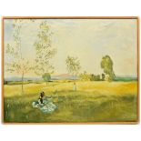 UNBEKANNTER KÜNSTLER "Hommage an Monet", Öl auf Maltuch, gerahmt, 21. Jahrhundert Gemälde nach