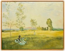 UNBEKANNTER KÜNSTLER "Hommage an Monet", Öl auf Maltuch, gerahmt, 21. Jahrhundert Gemälde nach
