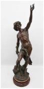 LOUIS GOSSIN,"David mit Goliaths Kopf"; Bronze auf Marmorsockel,Halbedelsteine, signiert, Frankreich