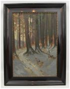 ROMAN OTTO TSCHABOLD,"Winterwald", Öl auf Platte, gerahmt, signiert und datiert Roman Otto Tschabold