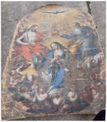 BAROCKES ALTARGEMÄLDE, Öl auf Leinwand, um 1700 Darstellung Jesus, Maria und Petrus, Maße 2,75 x 1,