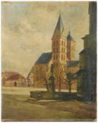 WALTER TÄTROW,"Brunnen auf dem Kirchplatz", Öl auf Leinwand, signiert, um 1910 Maße mit Rahmen: 51 x