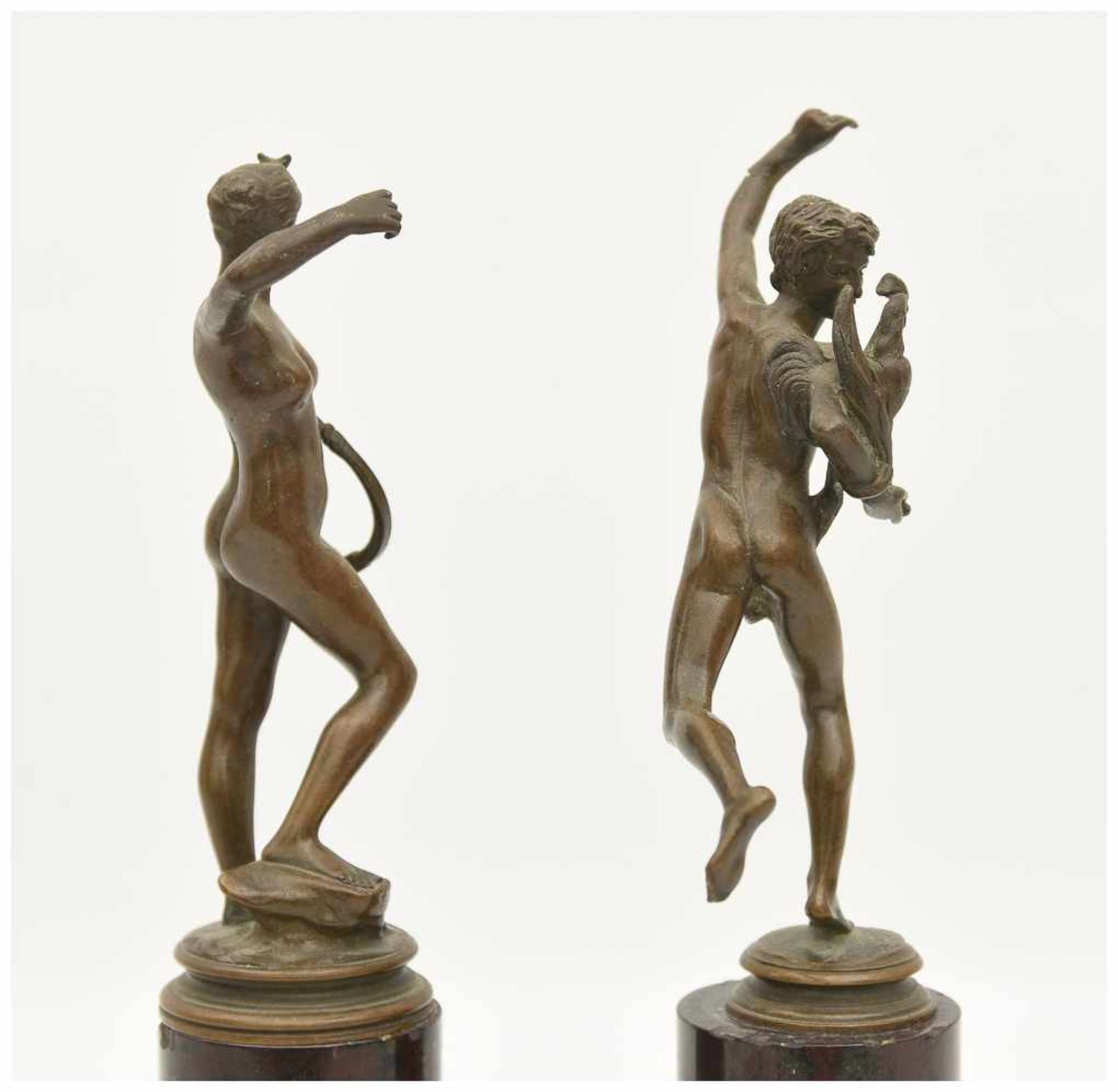 ZWEI BRONZEFIGÜRCHEN, auf Marmorsockel, Frankreich um 1900 Figuren zweier antiker Gottheiten, - Bild 2 aus 8