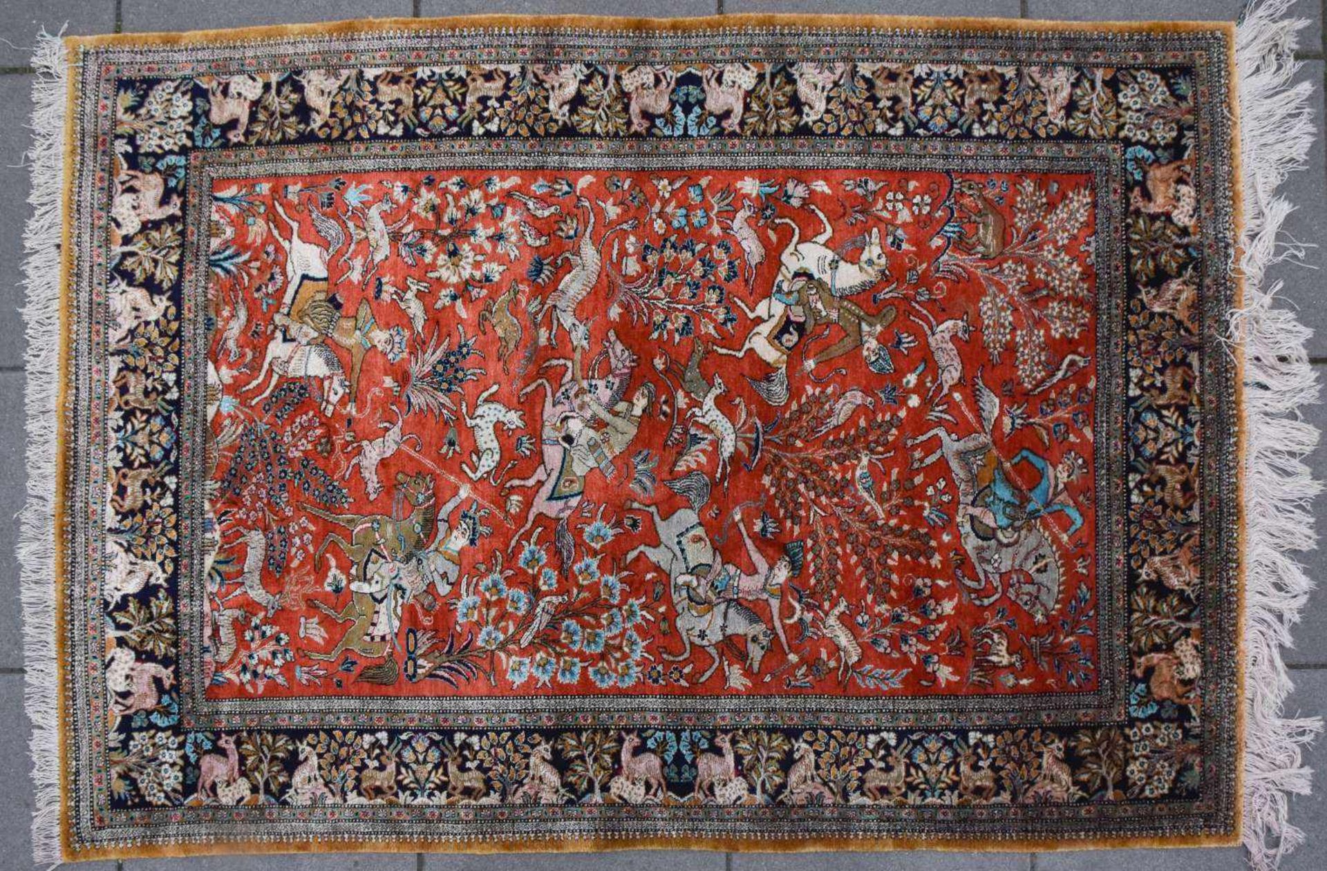 GHOM, Seide auf Seide, Orient 20. Jahrhundert Maße: 195 x 138 cm. Guter Zustand. - Bild 3 aus 8