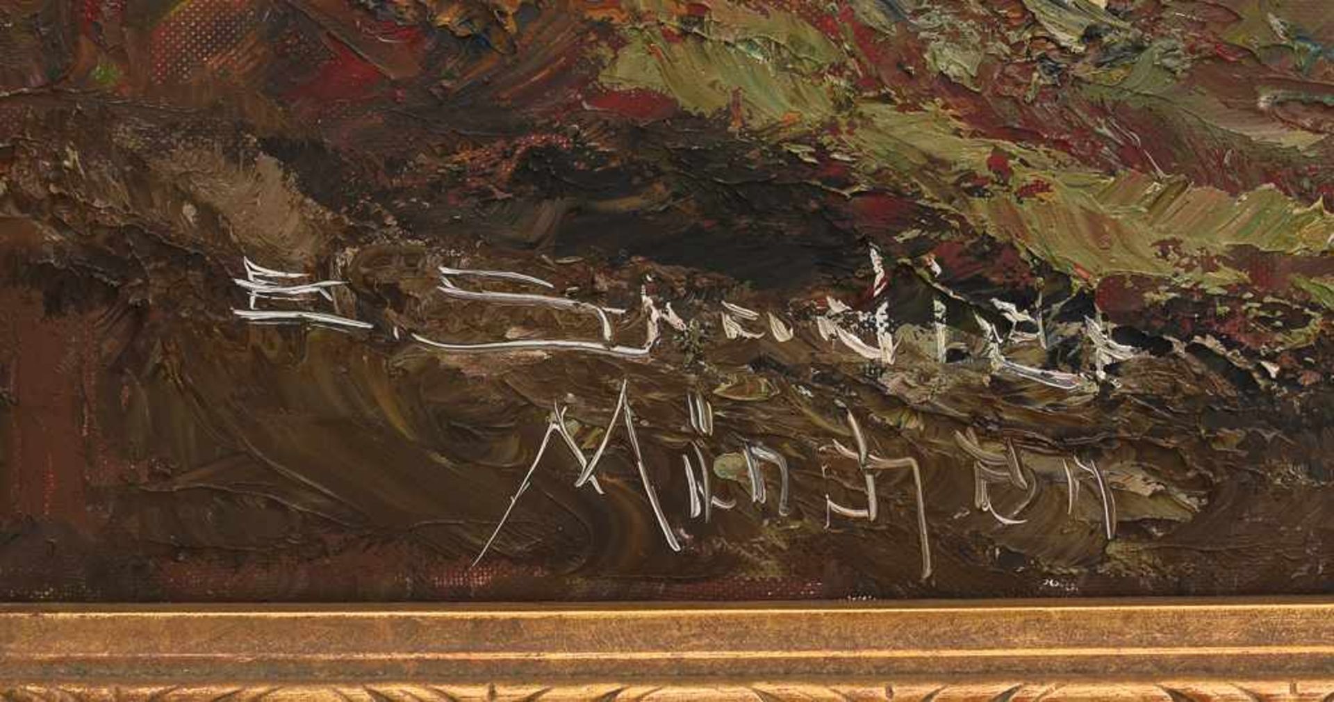 UNBEKANNTER KÜNSTLER:" Hütte am Bach", Öl auf Leinwand, gerahmt und signiert Links unten signiert " - Image 2 of 12