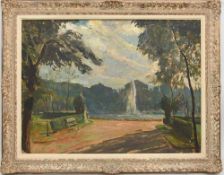 LEO BAUR:"ANLAGENSEE MIT BLICK AUFS STAATSTHEATER", gerahmt und signiert Leo Baur (1872-1960).