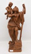 HEILIGER CHRISTOPHORUS, beschnitztes Holz, Deutschland 19.Jahrhundert Klassische Darstellung des den