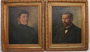 CARL BARTOSCHECK, " Zwei Portraits eines Paares", Öl auf Leinwand, gerahmt, signiert und datiert,