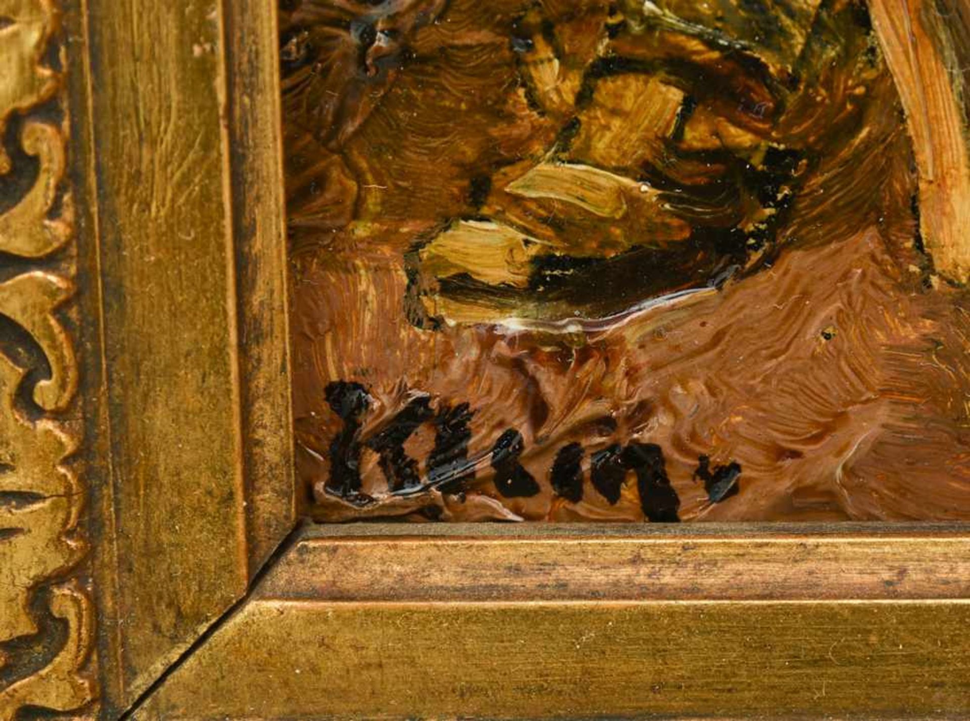 E.KLEIN, "Abzug der Fußtruppe", Öl auf Holzplatte, gerahmt und signiert, 1. Drittel 20. Jh. Emil - Image 5 of 5