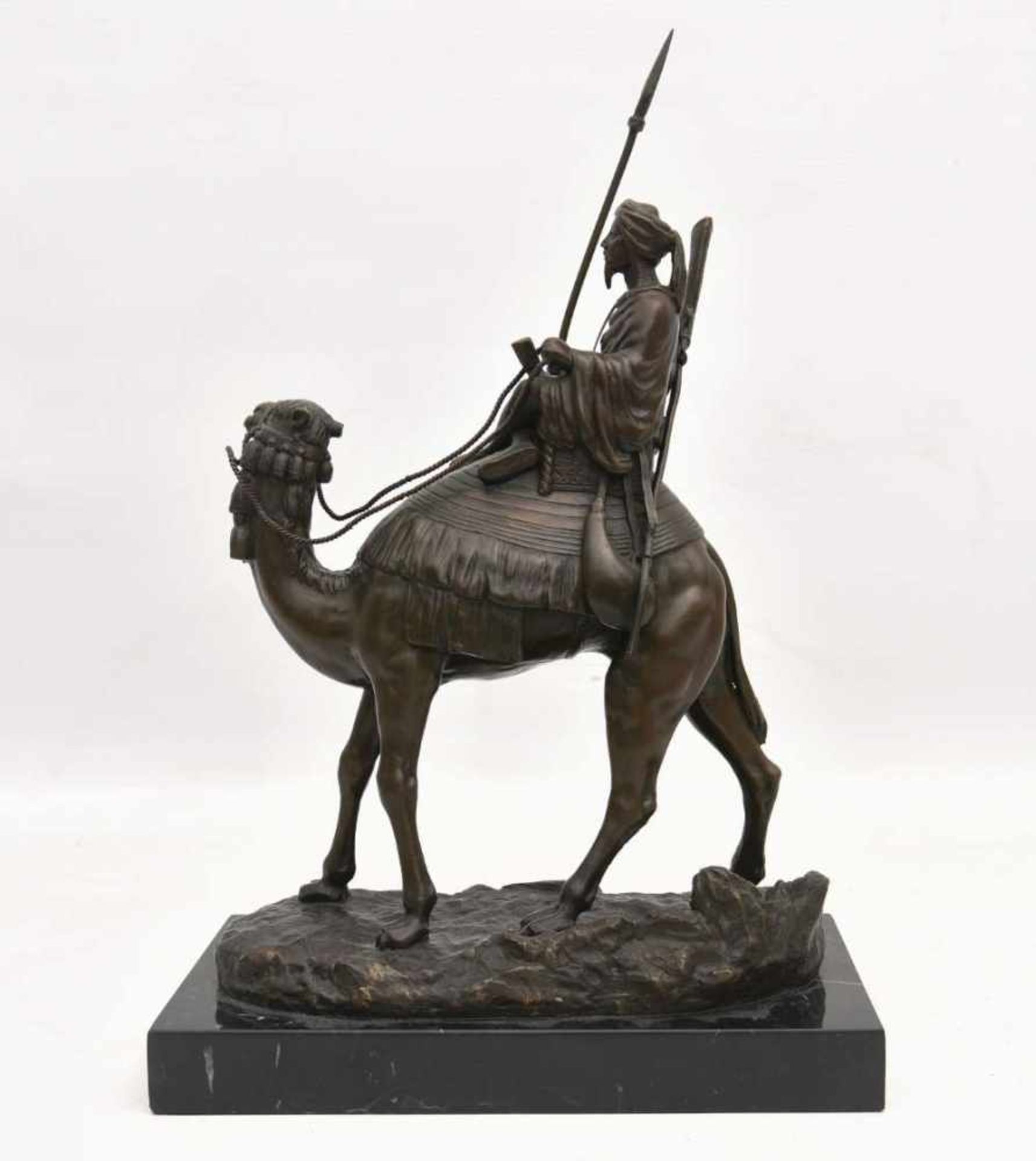 "BEDUINENREITER", Bronze/Marmor, nach Agathon Leonard, 20. Jahrhundert Nach Originalskulptur von - Image 3 of 4