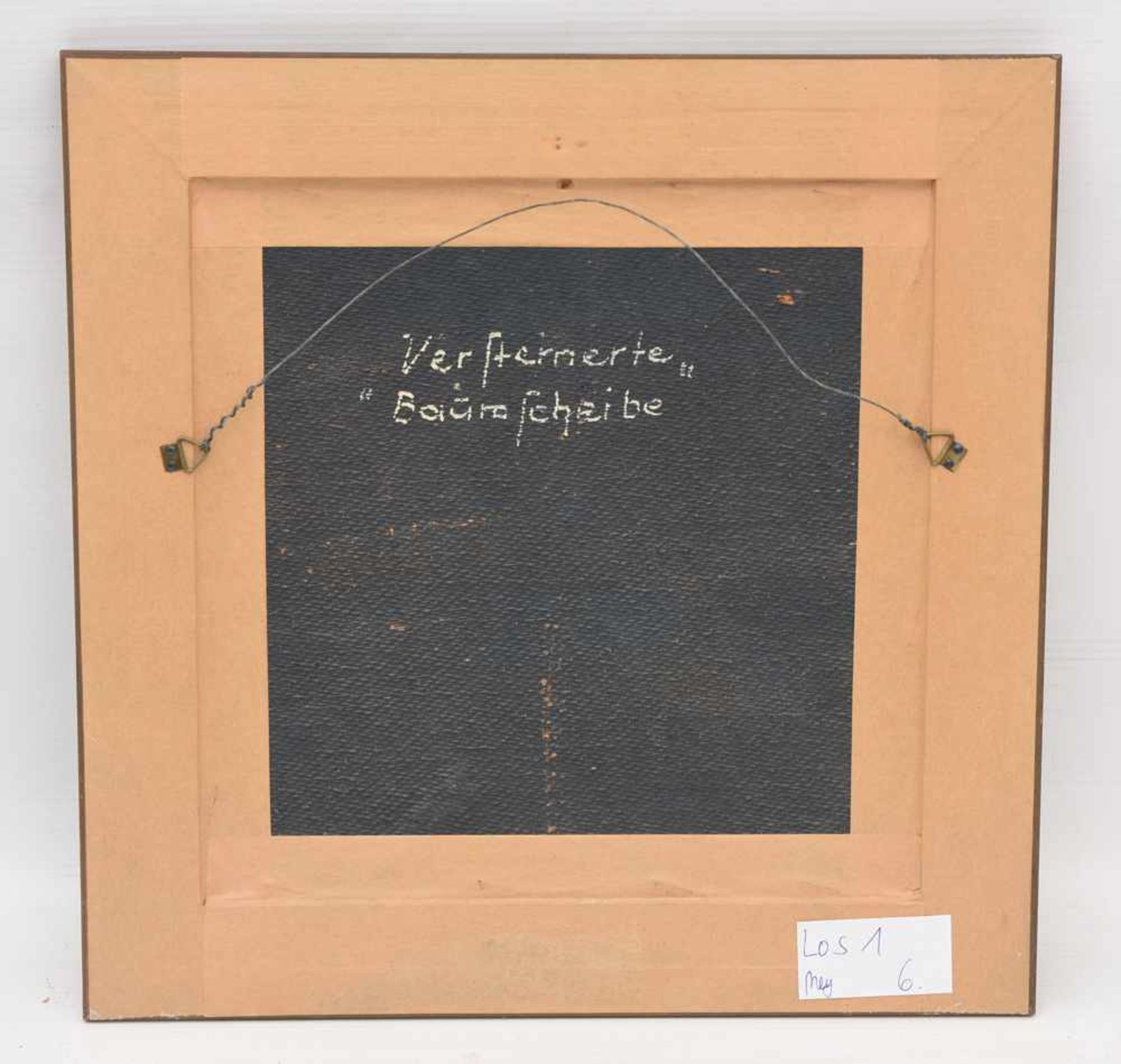 RUDOLF-WERNER ACKERMANN: "Versteinerte Baumscheibe", Öl auf Holzfaserplatte, gerahmt und signiert - Bild 3 aus 3