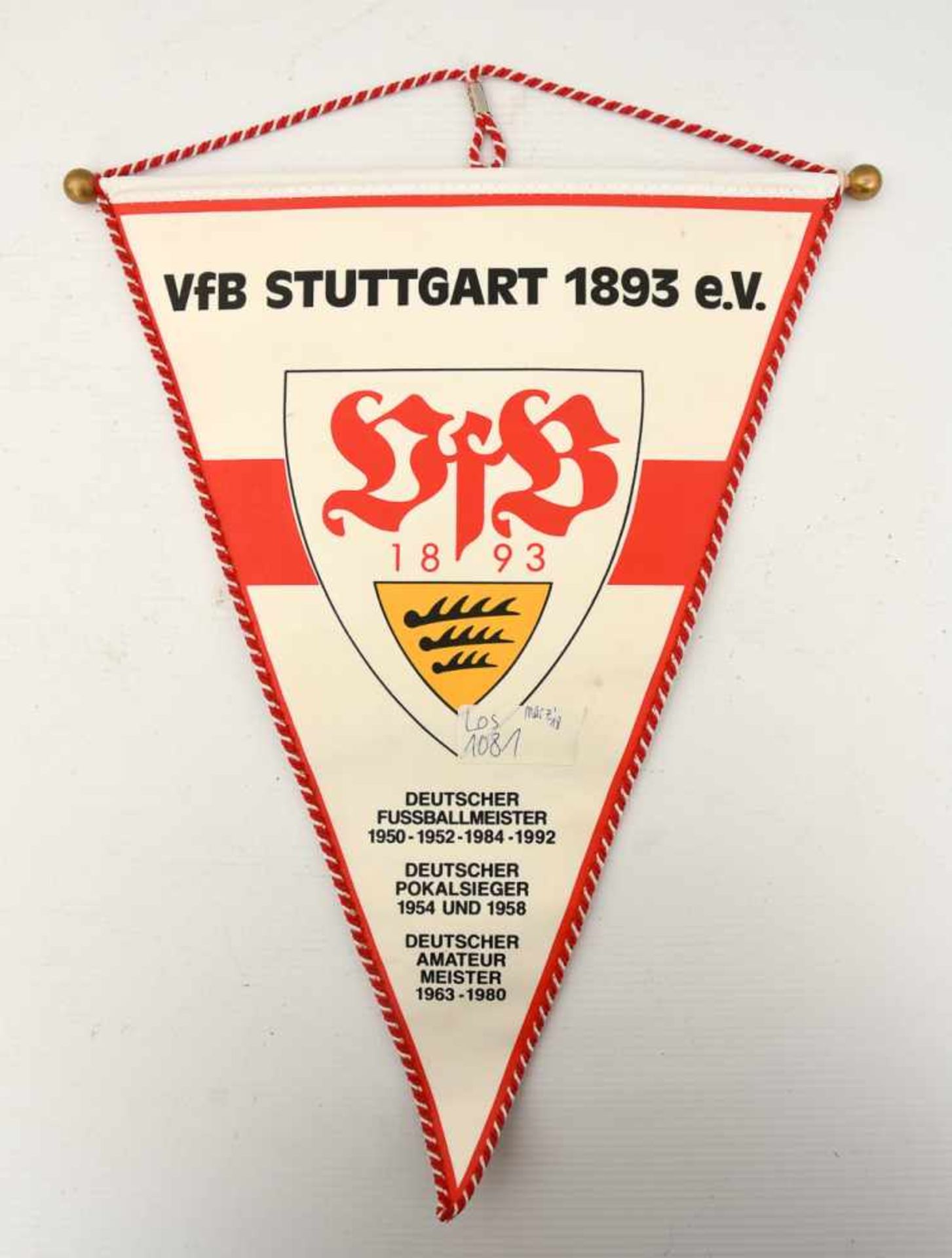 VFB WIMPEL 2, mit Unterschriften, 1990er- Jahre Jubiläums-Wimpel 1992, Unterschriften der VfB- - Bild 2 aus 2