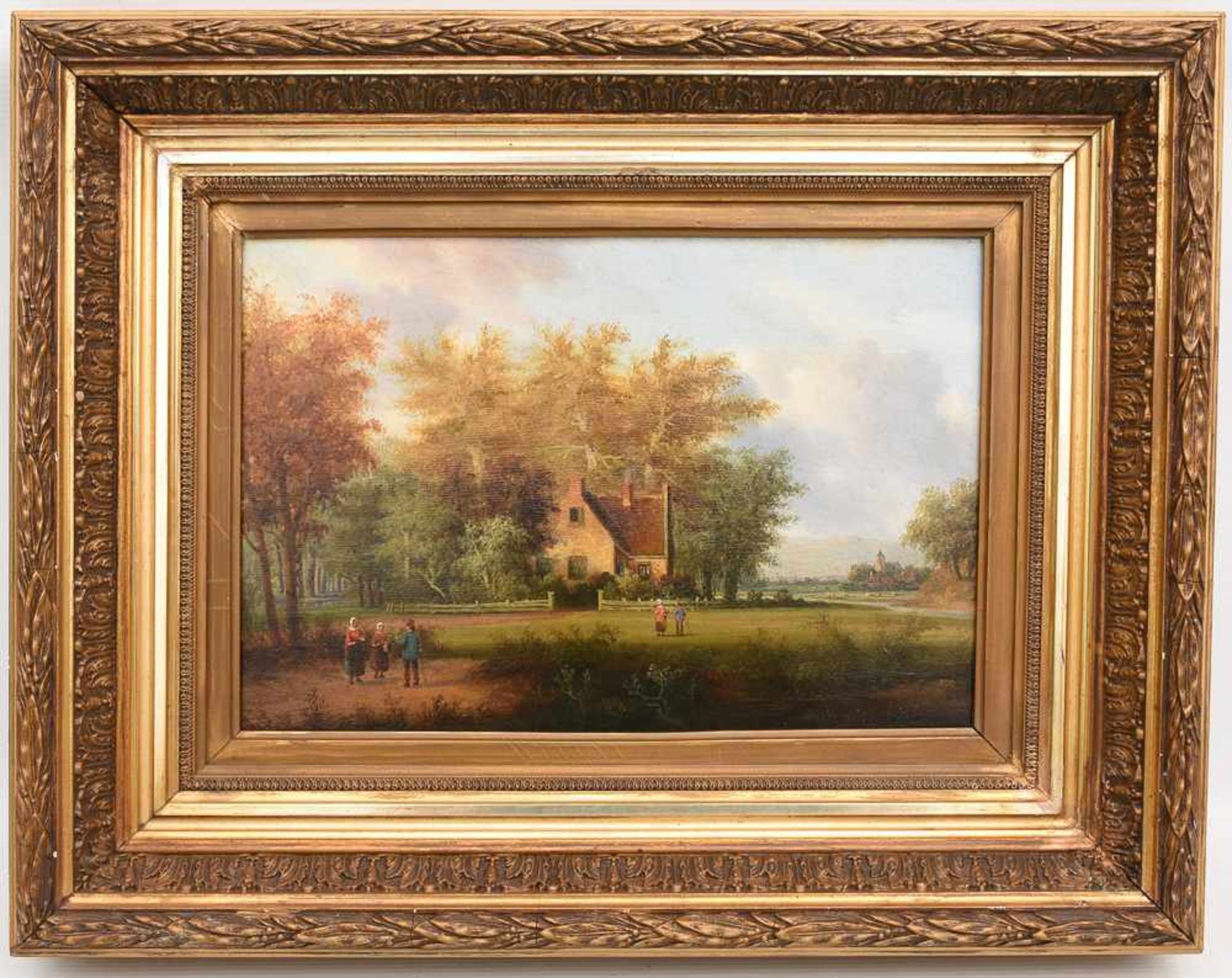 KARL EDUARD AHRENDTS:" Sommerlandschaft mit Gehöft", Öl auf Holz, gerahmt Karl Eduard Ahrendts (