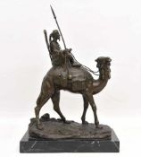 "BEDUINENREITER", Bronze/Marmor, nach Agathon Leonard, 20. Jahrhundert Nach Originalskulptur von