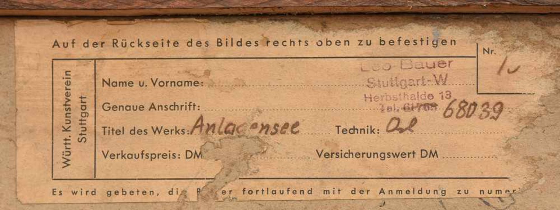 LEO BAUR:"ANLAGENSEE MIT BLICK AUFS STAATSTHEATER", gerahmt und signiert Leo Baur (1872-1960). - Bild 4 aus 4