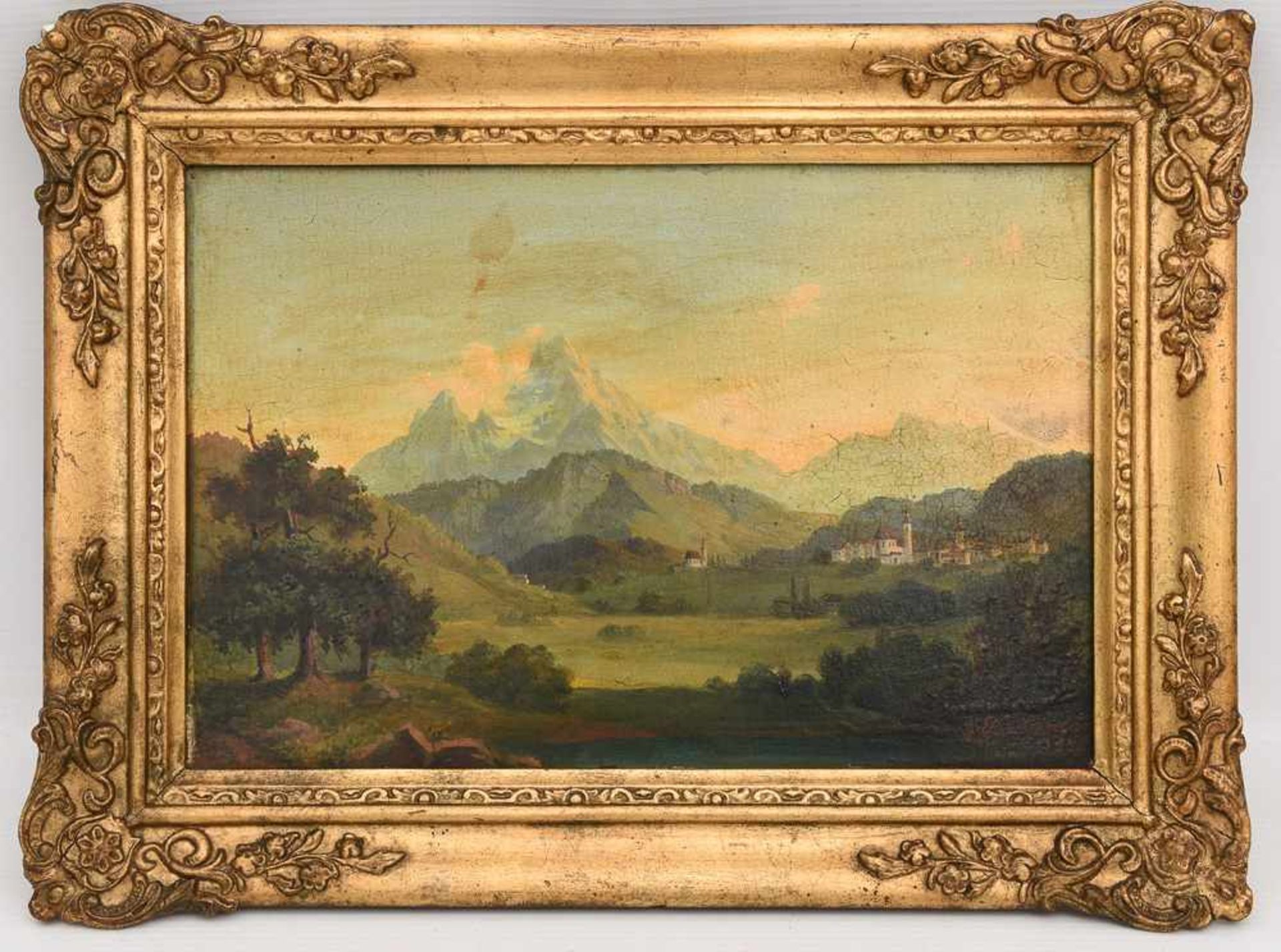 JOHANN BAPTIST KREITMAYR:" LANDSCHAFT BEI FÜSSEN" Öl auf Holz, gerahmt und signiert Johann Baptist