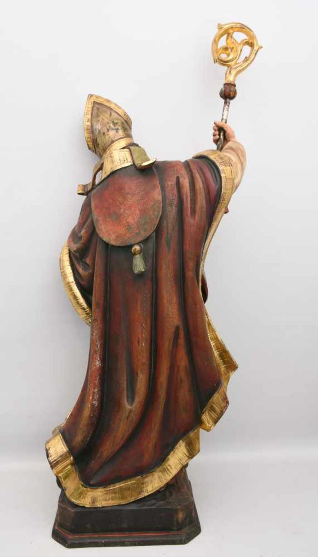 "HEILIGER URBAN",beschnitztes polychrom bemaltes Holz, Allgäu 20. Jahrhundert Dargestellt ist der - Bild 6 aus 7